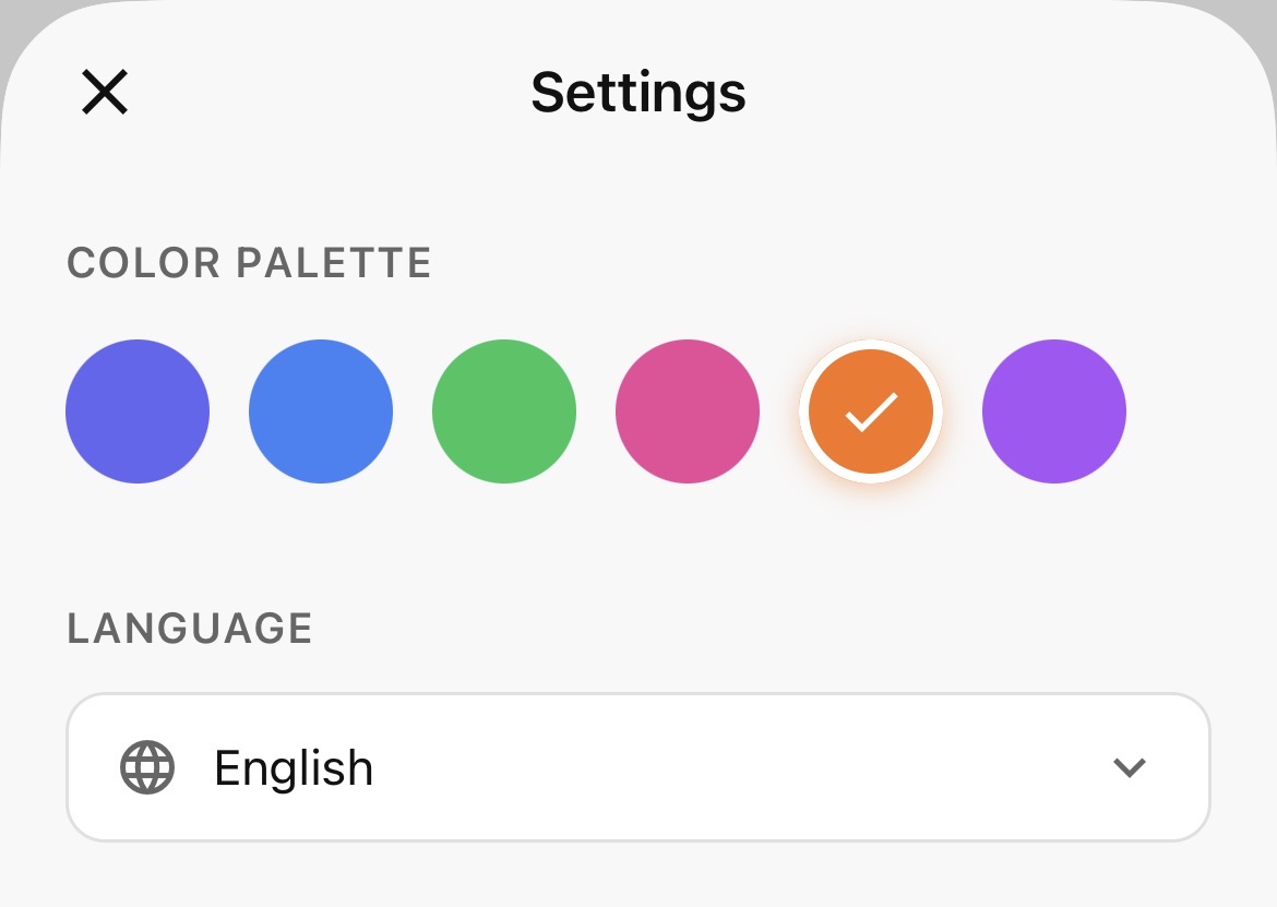 Color palette settings