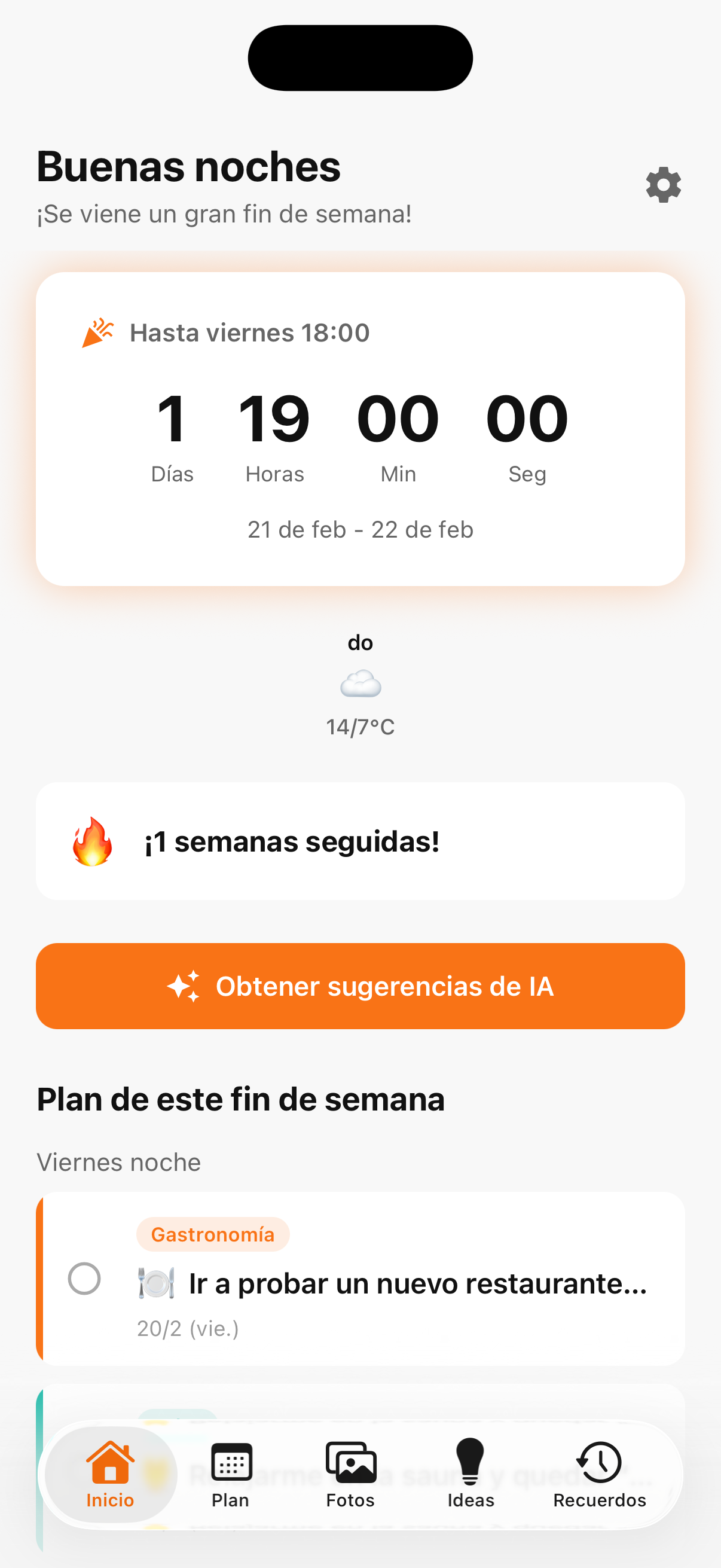 Good Weekend! app home screen
